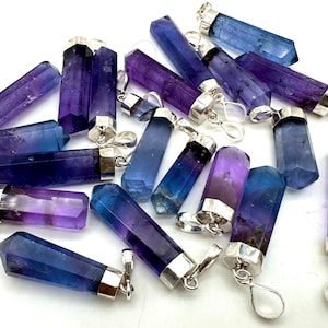 Multi Color fluorite pendant with black cord necklace, natural fluorite crystal necklace, fluorite polished Points, gift, RAW pendent
