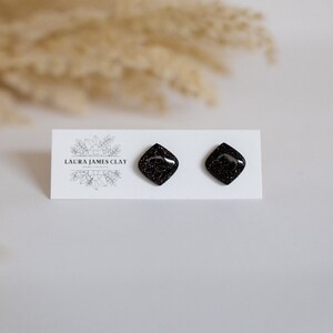 Black Glitter Std Earrings , Stud Earrings, Glitter Earrings, Rodeo Earrings, Gifts for Her, Graduation Earrings, Birthday Gift