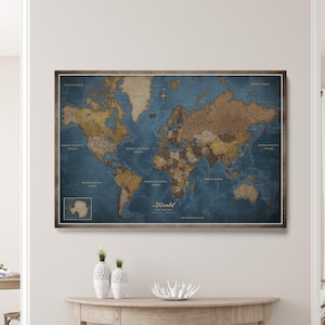 Personalized World Map - Push Pin Map - Pinboard Cork - Canvas Print - Gift for Traveler - canvasscale -Travel Map for Trip Gift for Traveler