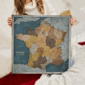 Carte de France personalisée en français - Panneau de liège - Impression sur toile - Gepersonaliseerde Frankrijk Push Pin Map - Voor reizigers