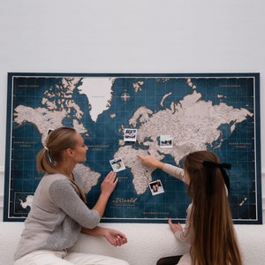Personalisierte Weltkarte – Pinnwand-Karte – Pinnwand-Kork – Leinwanddruck – Geschenk für Reisende – Leinwandmaßstab – Reisekarte für Reisen, Geschenk für Reisende