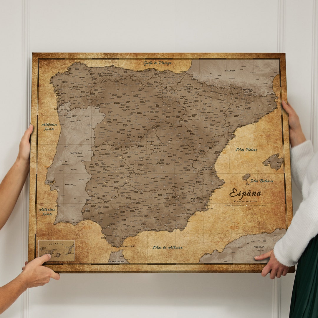 Mapa De España En Español Cartón De Corcho Pinboard Push Pin Map Spain