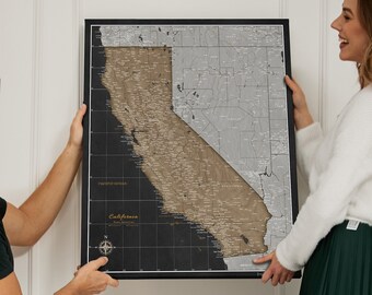 Personalized California Travel Map Push pin Map United States Pinboard Cork Map Canvas Old Style | Canvascales 120x80cm 90x60cm 70x50cm