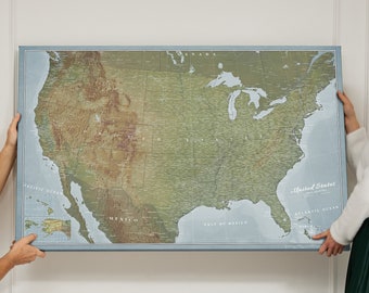 Personalized USA Travel Map Push pin Map United States Pinboard Cork Map Canvas Old Style | Canvascales 120x80cm 90x60cm 70x50cm