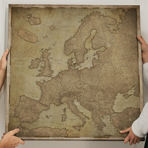 Mappa dettagliata dell'Europa - Mappa Pinboard personalizzata con puntine da disegno - Regalo per viaggiatori - Stampa su tela - Canvascale - Piano di viaggio - Retro