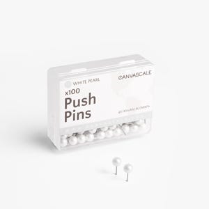 100 vita pärlfärgade trycknålar för korktavlor – 5 mm huvud