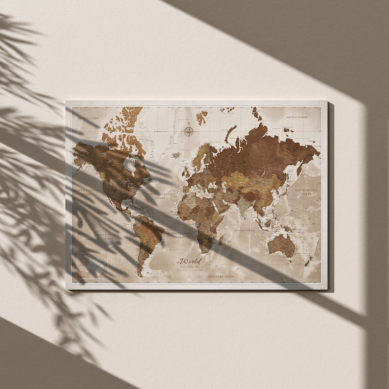 Personalized World Map Push Pin Map Pinboard Cork Canvas Print Gift for Traveler canvascale Travel Map for Trip Gift for Traveler image 6