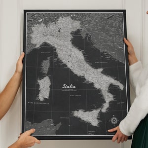 Mappa personalizzata Push Pin Mappa Italia Old Style Retro Regalo per il viaggiatore Decorazione mappa da parete su tela Lavagna moderna Mappa personalizzata dell'Italia