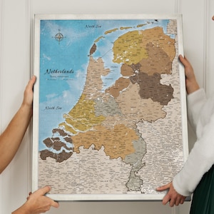 Push Pin carte Pays-Bas vieux Style bruns cadeau pour voyageur toile mur carte décor salon Pinboard moderne kaart nederland punaise