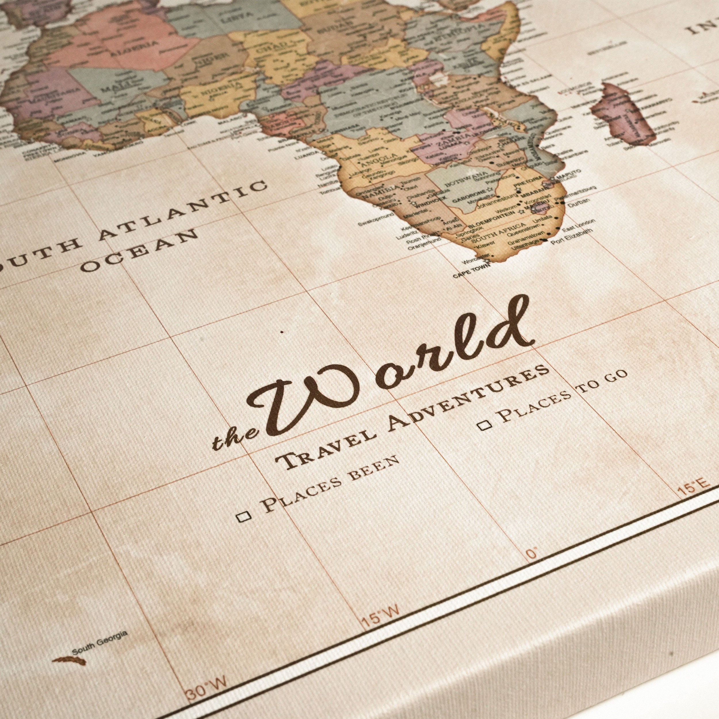 Personalized World Map - Push Pin Map - Pinboard Cork - Canvas Print ...