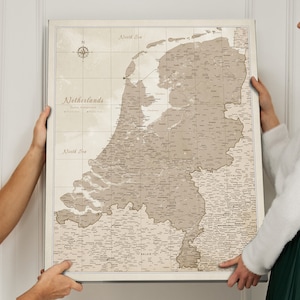 Push Pin carte Pays-Bas ancien Style Beige cadeau pour voyageur toile mur carte décor salon Pinboard moderne kaart nederland punaise