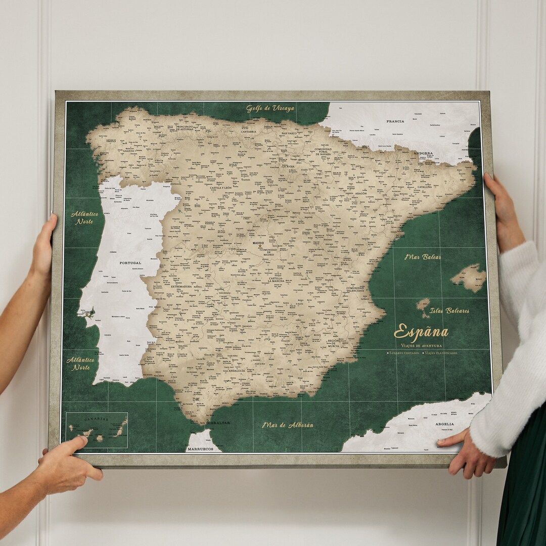 Mapa De España En Español Cartón De Corcho Pinboard Push Pin Map Spain