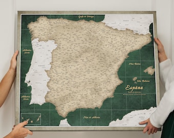 Mapa de España en español Cartón de corcho pinboard Push Pin Map Spain Impreso en lona de algodón 60x50cm 90x75cm Map para el viajero