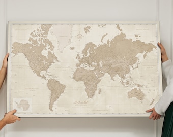 Personalized World Map - Push Pin Map - Pinboard Cork - Canvas Print - Gift for Traveler - canvasscale -Travel Map for Trip Gift for Traveler