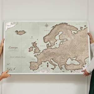Personalized Europe Map - Pinboard Push Pin Map - Gift For Traveler - Canvas Print - Canvascale - Travel Trip plan - Light Vintage Map