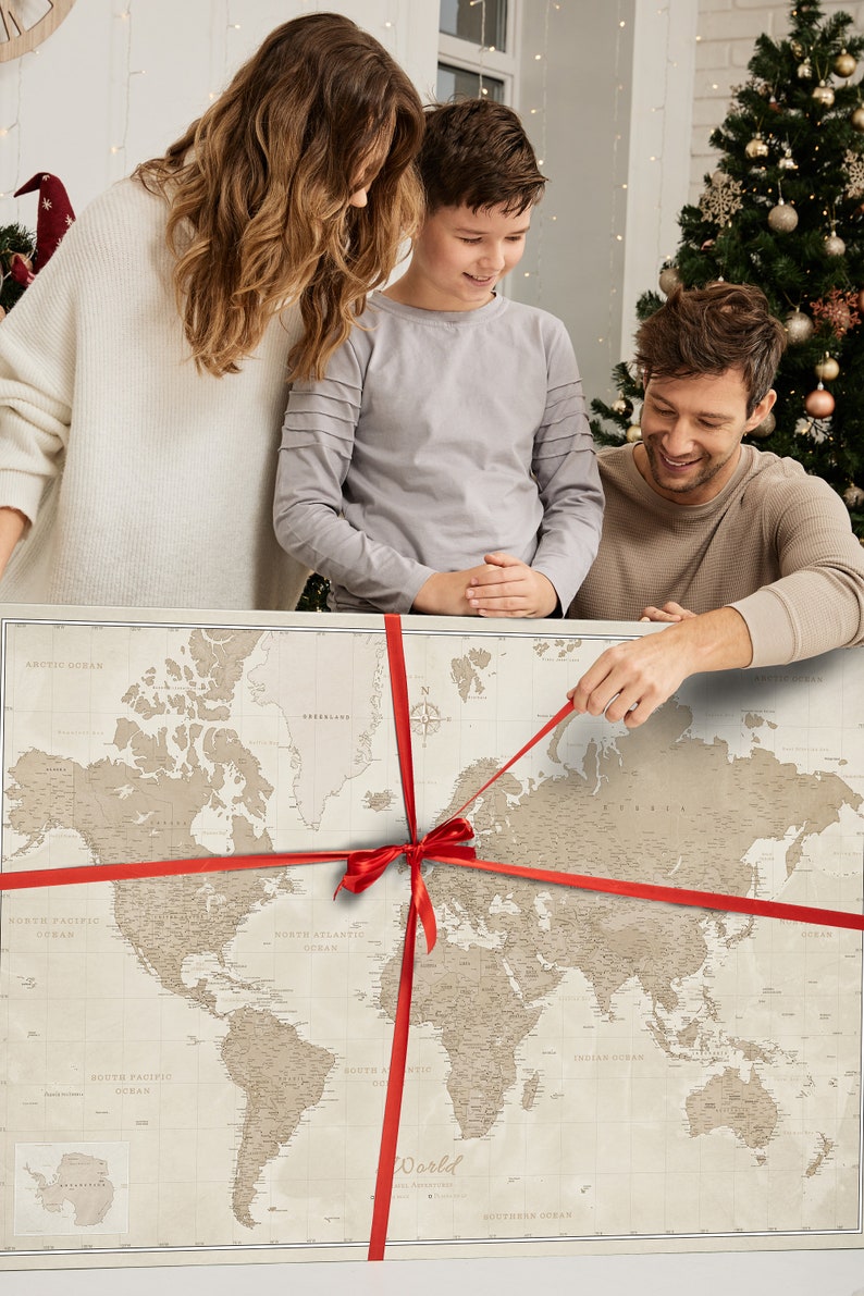 Carte du monde personnalisée Carte Push Pin Pinboard Cork Impression sur toile Cadeau pour voyageur canvascale Carte de voyage pour cadeau de voyage pour voyageur image 2