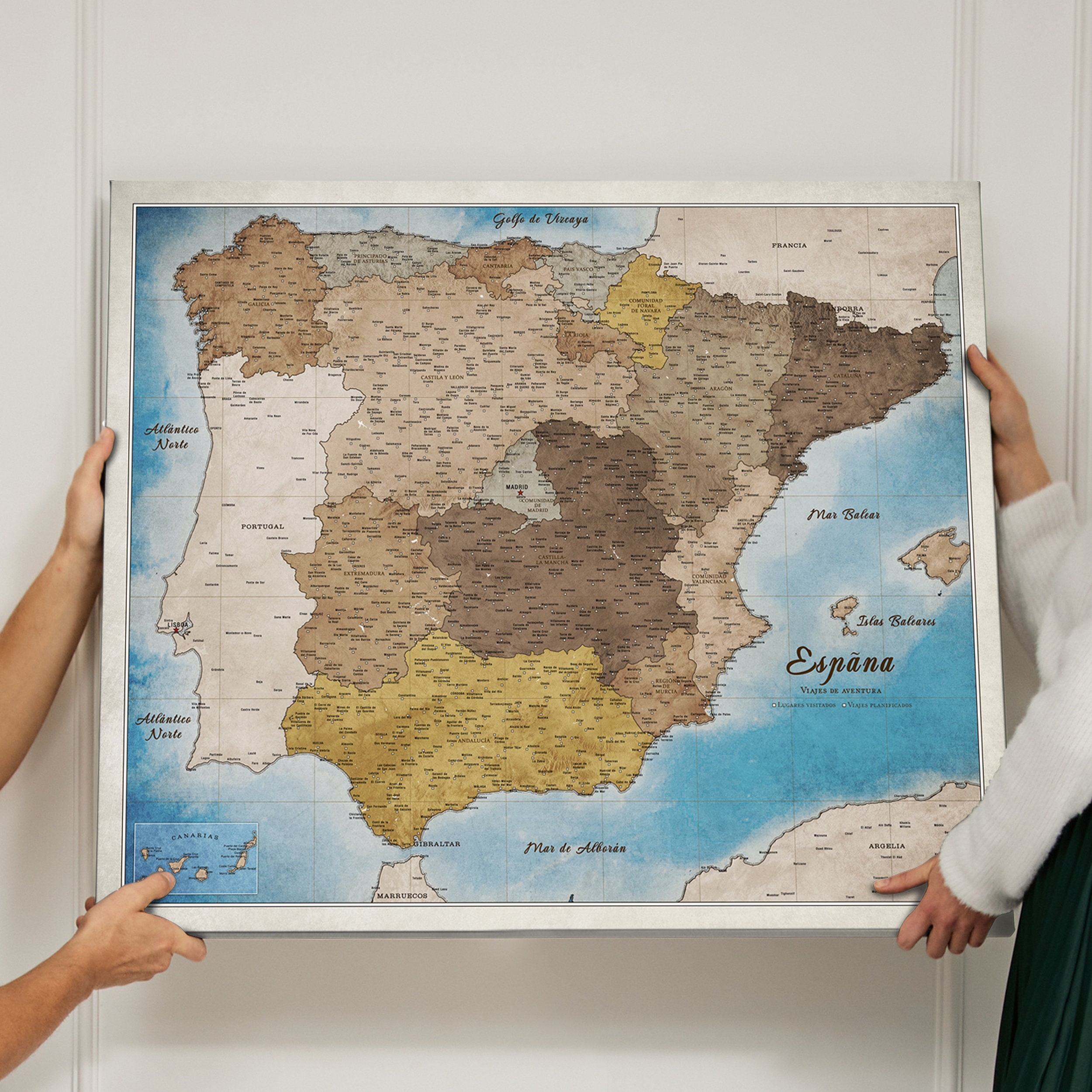 Mapa De España En Español Cartón De Corcho Pinboard Push Pin Map Spain ...