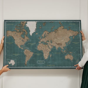 Personalized World Map - Push Pin Map - Pinboard Cork - Canvas Print - Gift for Traveler - canvascale -Travel Map for Trip Gift for Traveler