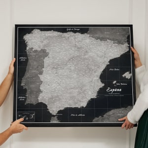 Mapa de España en español Cartón de corcho pinboard Push Pin Map Spain Impreso en lona de algodón 60x50cm 90x75cm Map para el viajero