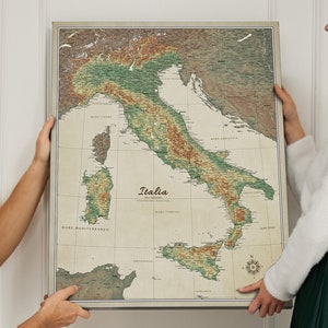 Mappa personalizzata Push Pin Mappa Italia Old Style Retro Regalo per il viaggiatore Decorazione mappa da parete su tela Lavagna moderna Mappa personalizzata dell'Italia