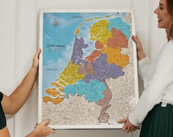 Push Pin carte Pays-Bas ancien Style Vintage cadeau pour voyageur toile mur carte décor salon Pinboard moderne kaart nederland punaise