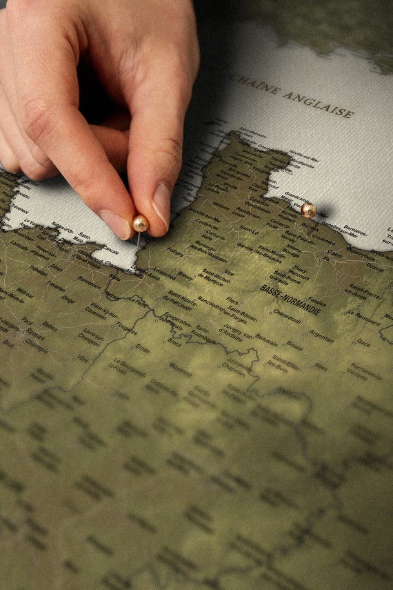 Carte de France sur toile avec tableau d'affichage en liège pour épingler  les destinations - Tableaux