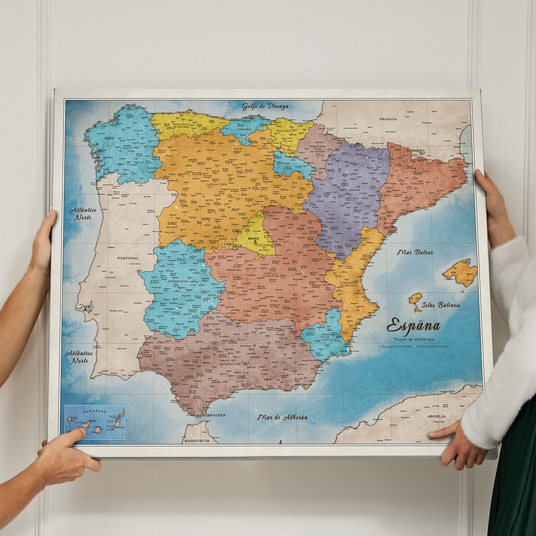 Mapa De España En Español Cartón De Corcho Pinboard Push Pin Map Spain