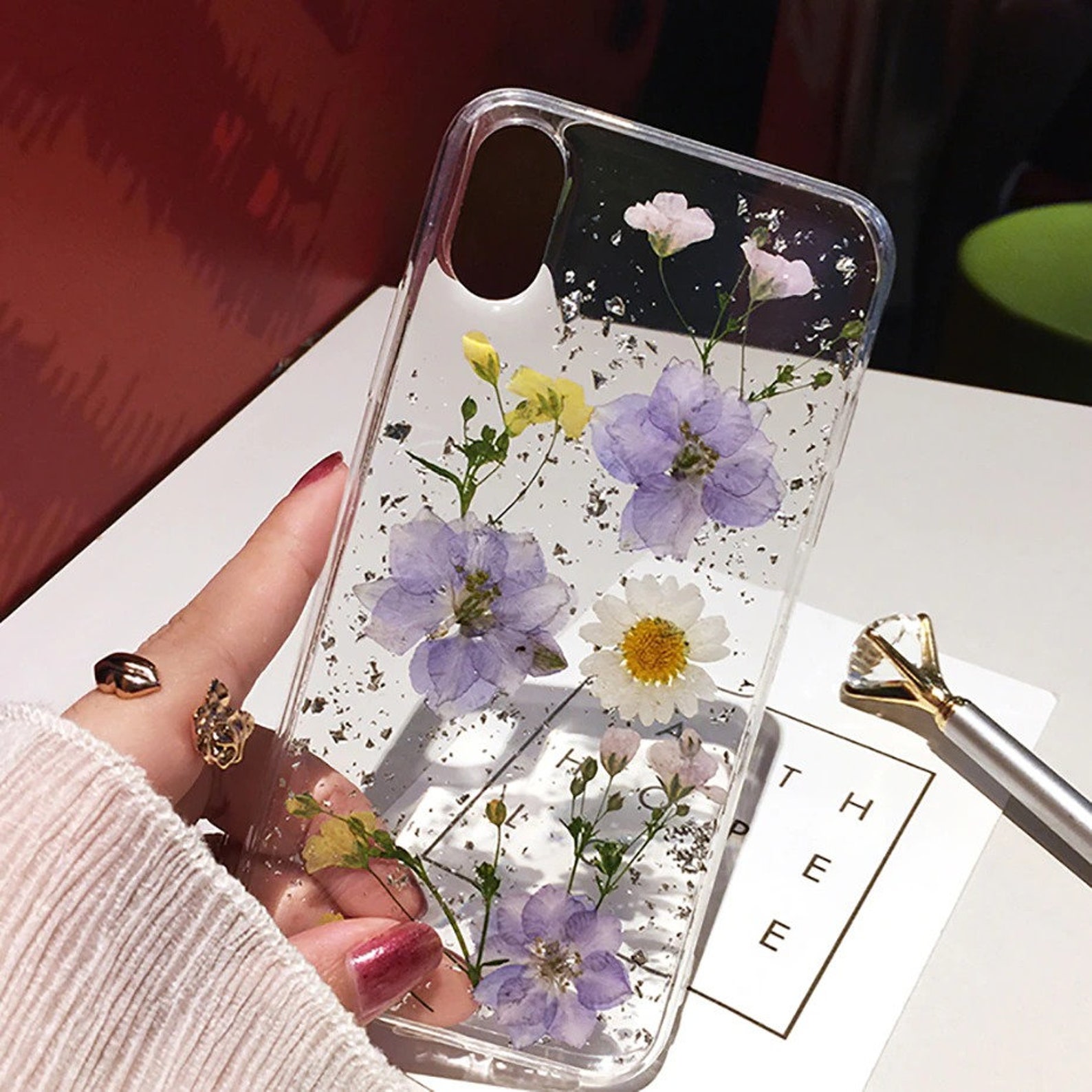 Iphone 11 Hülle Durchsichtig Mit Blumen Getrocknete Blumen Clear Handyhüllen für iPhone 12 11 Pro Max | Etsy
