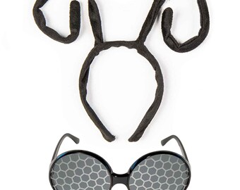 FUNCREDIBLE Bug Headband and Glasses Set | Fly Antenna Headband with Fly Sunglasses | Bug Fly Firefly Dragonfly Costume Accessories