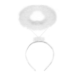 FUNCREDIBLE Angel Halo Headband - Extra Feather White Angel Hair Band - Halloween Angel Costume Accessory | Fancy Cosplay Outfit Accessories