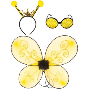 Funcredible Bumble Bee Costume Accessories | Bee Wings and Bee Antenna Headband with Bee Glasses | Honey Bee Costumes