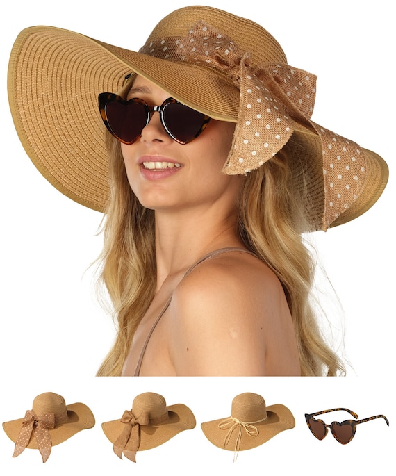 Funcredible Wide Brim Sun Hats for Women Floppy Straw Hat With Heart Shaped  Glasses -  Canada