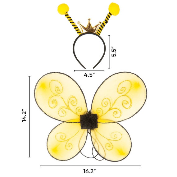 Funcredible Accesorios de disfraz de abejorro – Alas de abeja y diadema de  antena de abeja con gafas de abeja – Disfraces de abeja – Halloween