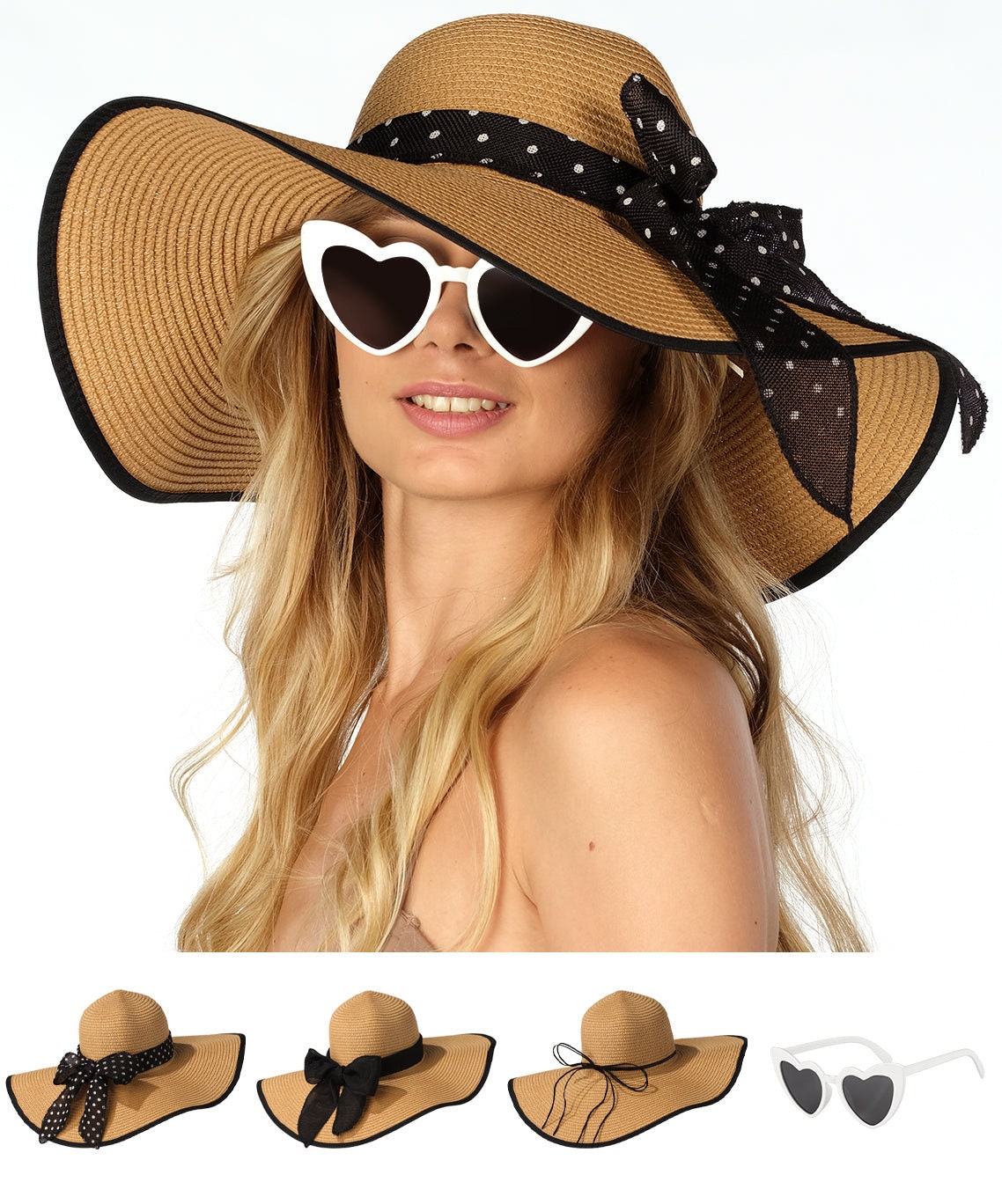 Funcredible Wide Brim Sun Hats for Women Floppy Straw Hat With