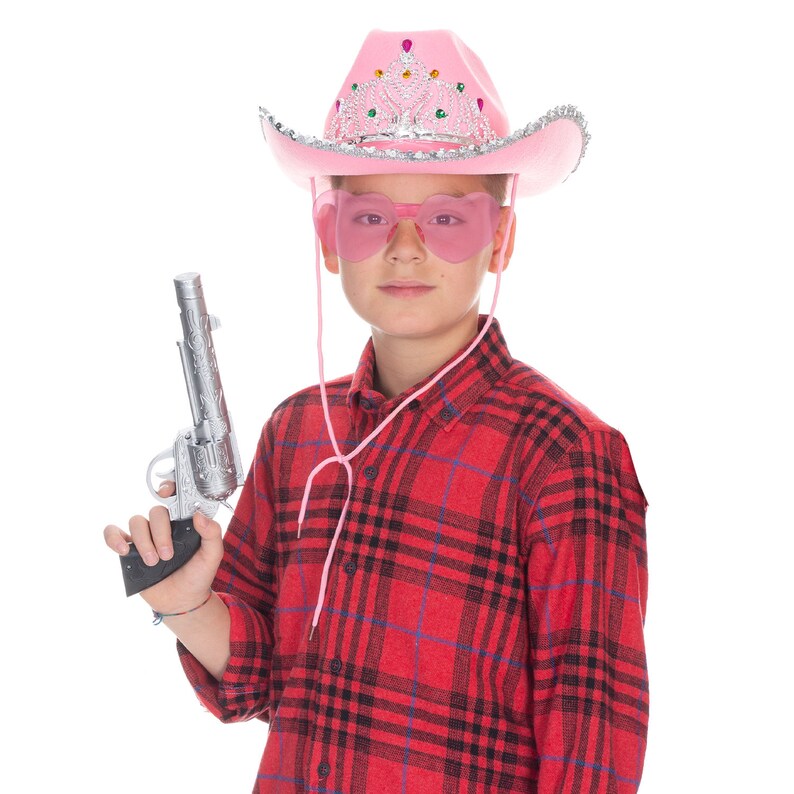 Funcredible Pink Cowgirl Hat With Heart Glasses Pink Cowboy Etsy