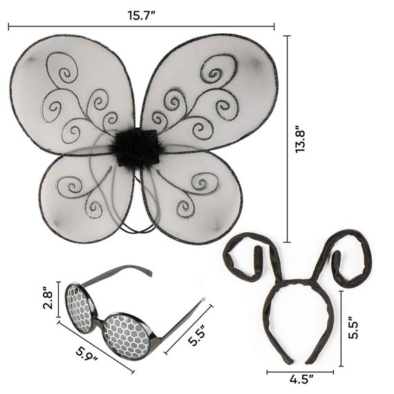 Accesorios divertidos para disfraz de mosca/alas de mosca, diadema de  antena de mosca con gafas de sol/disfraz de libélula de luciérnaga de  mariposa negra -  España