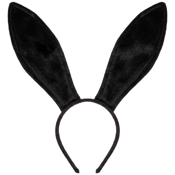 Funcredible Black Bunny Ears Headband - Velvet Black Rabbit Ears - Bendable Cosplay Headbands Costume Accessories for Kids and Adults