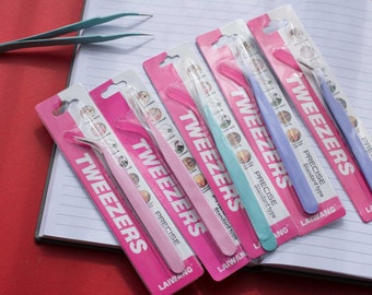 Precision tweezers for scrap booking, stainless steel pastel tweezers