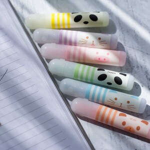 Set of 6 animal mini highlighters, kawaii markers school stationery image 3