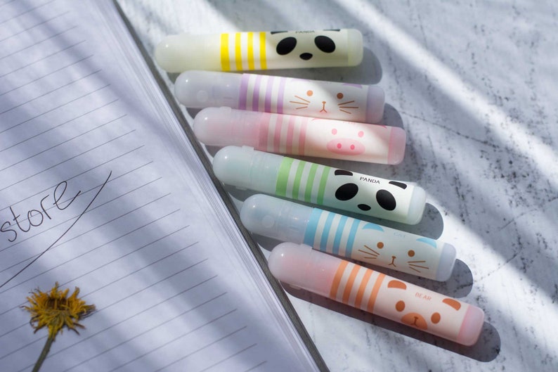 Set of 6 animal mini highlighters, kawaii markers school stationery image 3