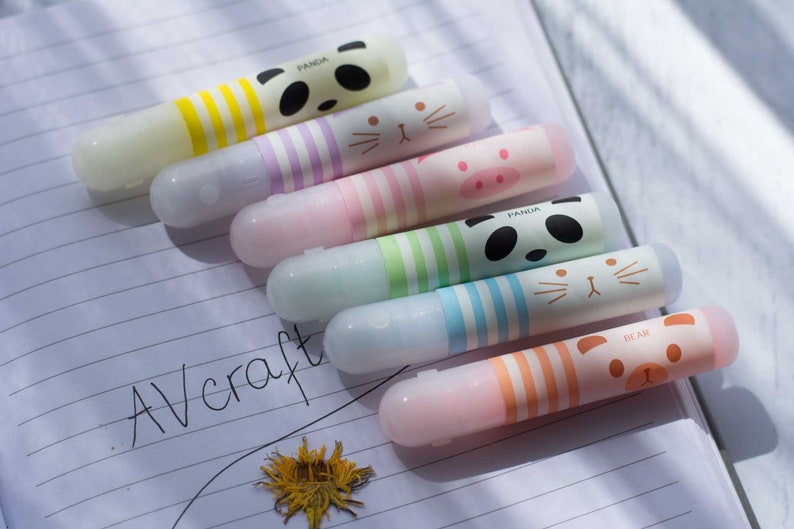 Set of 6 animal mini highlighters, kawaii markers school stationery image 2