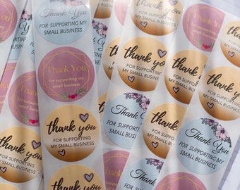 Large 38cm round Thank you sticker, 50 assorted thank you stickers, appreciation sticker for business, #54