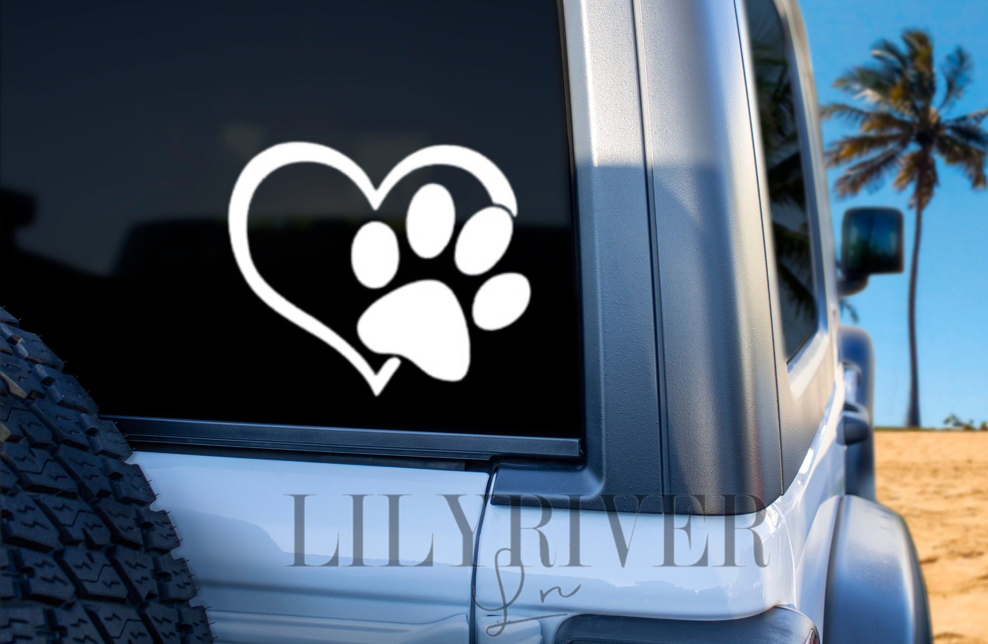 Paw Print Heart Decal Etsy