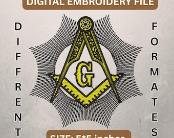 Freemason Embroidery Design: Compass & Square 'G' (Digital Download)