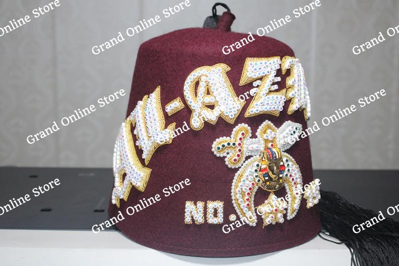 Custom Hand-embroidered Shriner Fez: Gold Bullion Wire Masonic Hat - Etsy