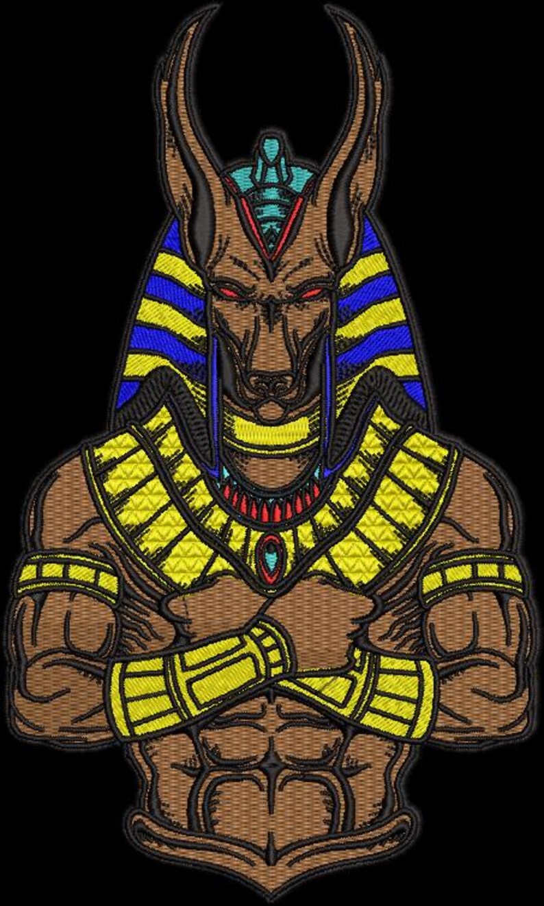 Egyptian Anubis Embroidery Design | Ancient God Patch Digital File - Etsy