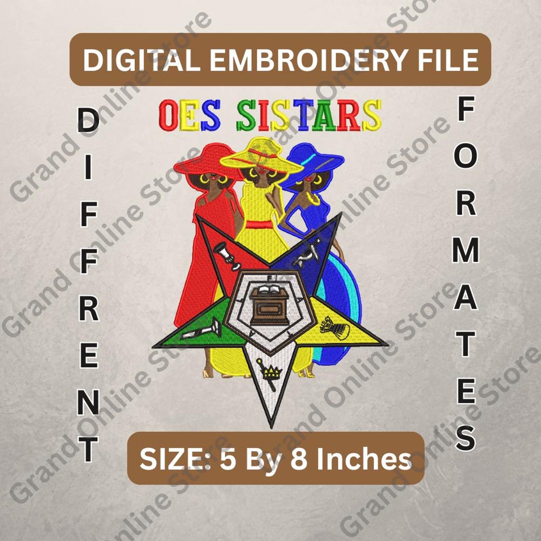 OES Sisters Embroidery File | Order of the Eastern Star Sisters Design ...