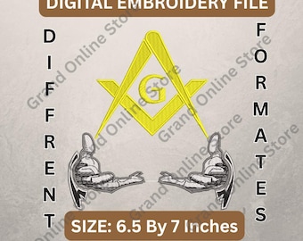 Masonic Square and Compasses Embroidery Design | G Symbol Masonic Hands
