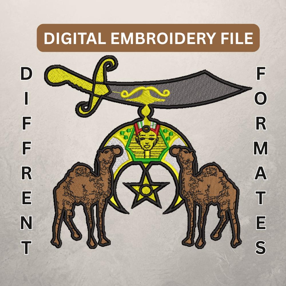 Shriner Crescent Scimitar & Camel Embroidery Design: Machine Embroidery ...