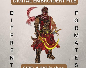 Warrior Embroidery Design | Digital Machine Embroidery File | Hero Soldier Stitch Pattern | Instant Download